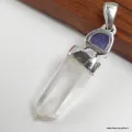 Pendentif Pierres naturelles Quartz Lémurien et Tanzanite brute - Bijoux en Quartz Lémurien