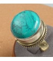 Bague tibétaine ouvrante turquoise fantaisie – Métal jaune