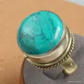 Bague tibétaine ouvrante turquoise fantaisie T 64 - Bagues tibétaines bouddhistes