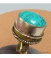 Bague tibétaine ouvrante turquoise fantaisie – Métal jaune