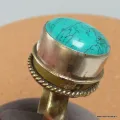 Bague tibétaine ouvrante turquoise fantaisie T 64 - Bagues tibétaines bouddhistes