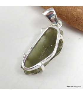 Pendentif Moldavite qualité AAA – Taille brute argent 925