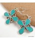 Boucles d’oreilles tibétaines 4 pétales en turquoise reconstituée