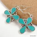 Boucles d'oreilles tibétaines 4 pétales - Bijoux tibetains bouddhistes
