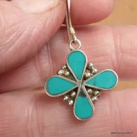 Boucles d'oreilles tibétaines 4 pétales - Bijoux tibetains bouddhistes
