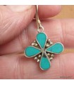 Boucles d’oreilles tibétaines 4 pétales en turquoise reconstituée