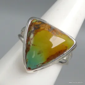 Bague Turquoise américaine numéro 8 triangulaire taille 62 - Bagues pierres naturelles