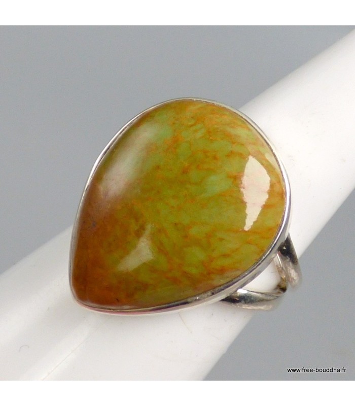Bague Turquoise verte américaine argent massif 925 taille 56