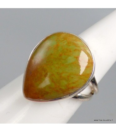Bague Turquoise verte américaine argent massif 925 taille 56