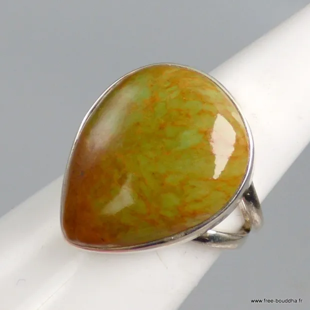 Bague Turquoise américaine vert clair rouille taille 56 - Bagues pierres naturelles