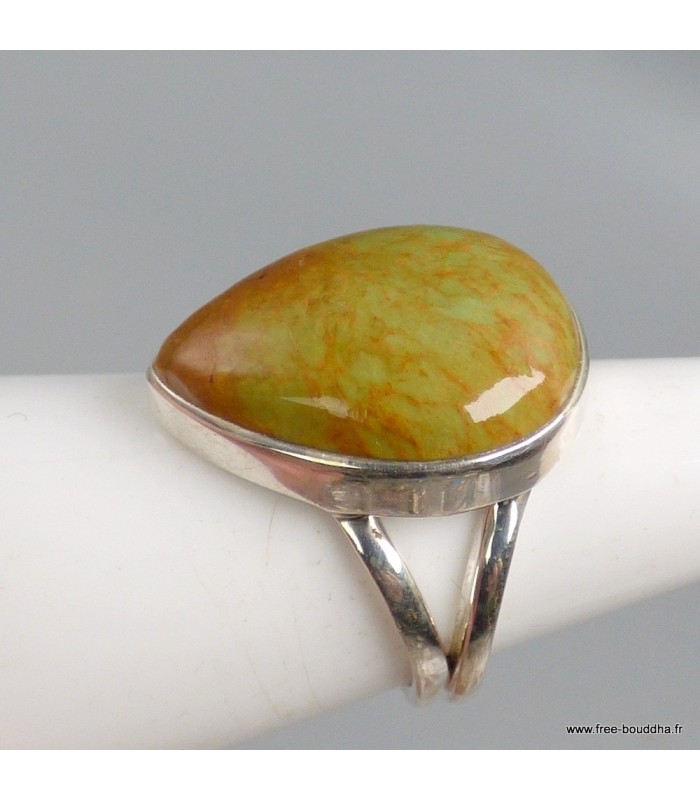 Bague Turquoise verte américaine argent massif 925 taille 56
