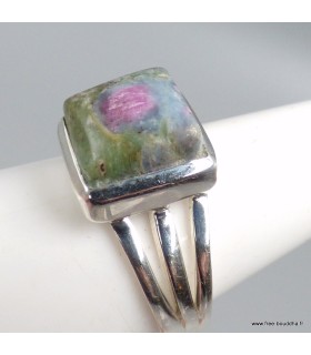 Bague Rubis sur Fuchsite authentique argent 925 taille 56