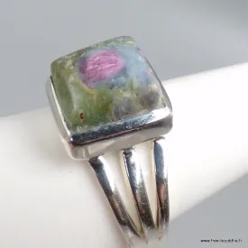 Bague Rubis sur Fuchsite carrée taille 56 - Bijoux en Rubis sur Fuchsite