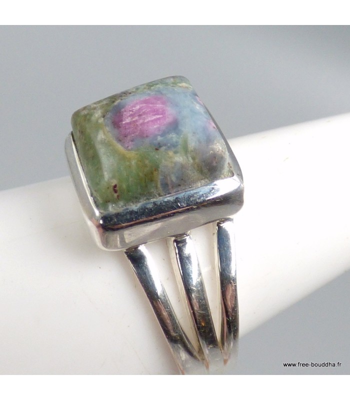 Bague Rubis sur Fuchsite authentique argent 925 taille 56