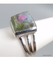 Bague Rubis sur Fuchsite authentique argent 925 taille 56
