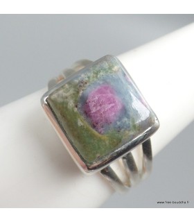 Bague Rubis sur Fuchsite authentique argent 925 taille 56
