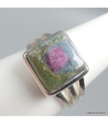 Bague Rubis sur Fuchsite authentique argent 925 taille 56