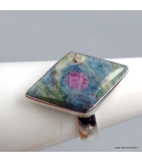 Bague Rubis sur Fuchsite véritable argent 925 taille 55/56