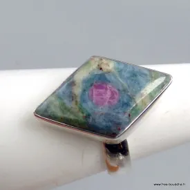 Bague goutte Rubis sur Fuchsite losange taille 55/56 - Bijoux en Rubis sur Fuchsite