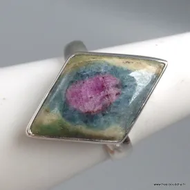Bague losange Rubis sur Fuchsite taille 61 - Bijoux en Rubis sur Fuchsite