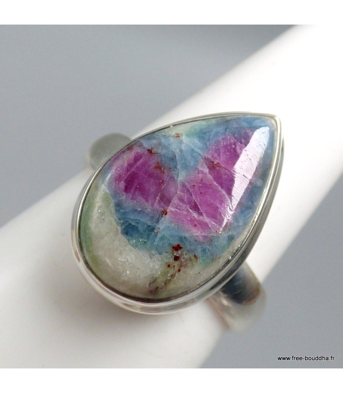 Bague Rubis sur Fuchsite authentique argent 925 taille 56