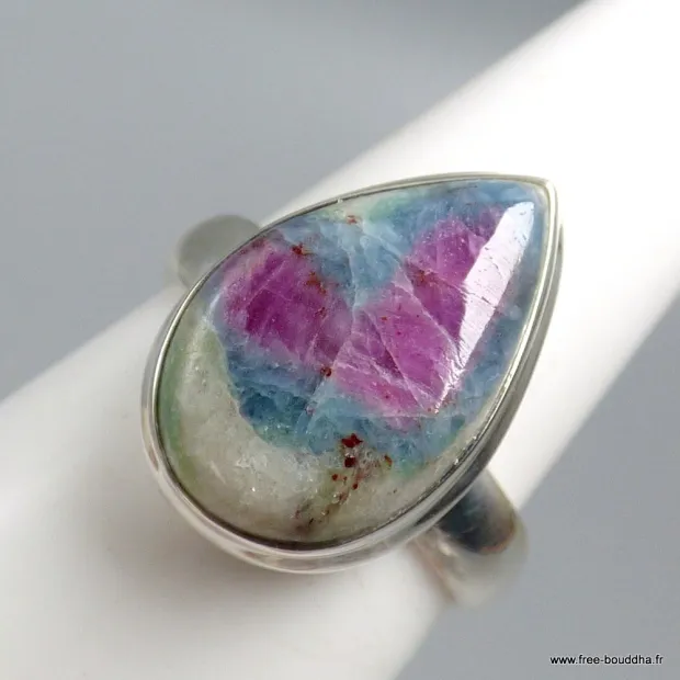 Bague goutte Rubis sur Fuchsite taille 56 - Bijoux en Rubis sur Fuchsite