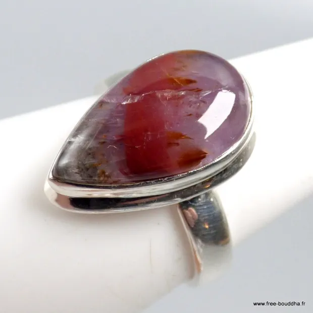 Bague forme goutte en Cacochynite super seven taille 56 - Bijoux en Cacochynite Super Seven