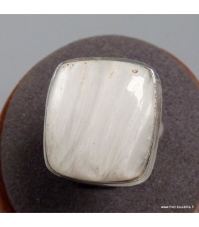 Bague Scolecite authentique en argent 925 taille 52