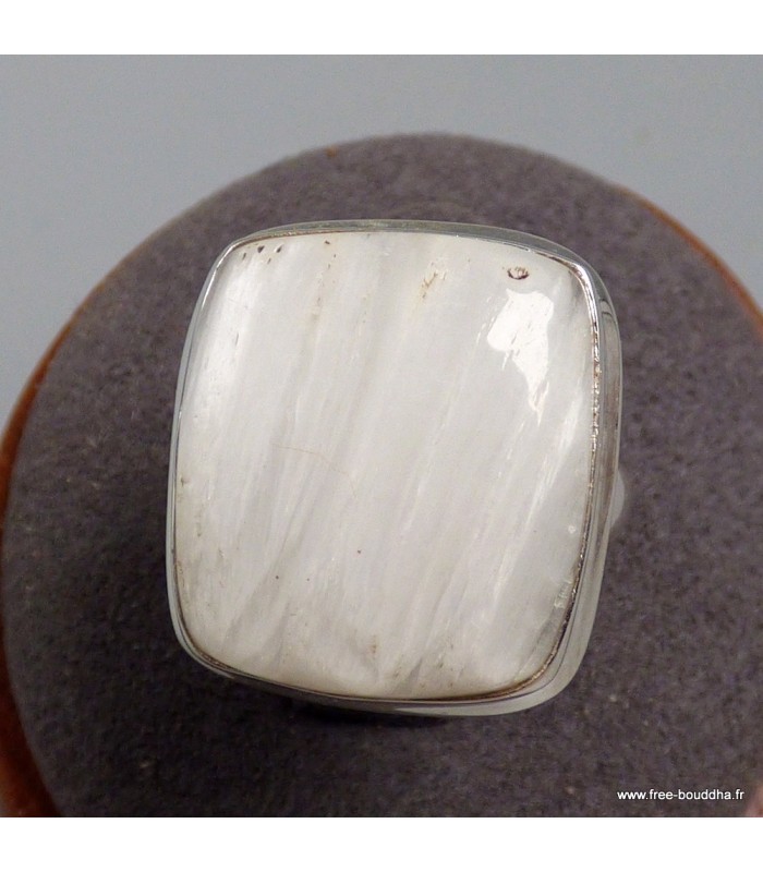 Bague Scolecite authentique en argent 925 taille 52