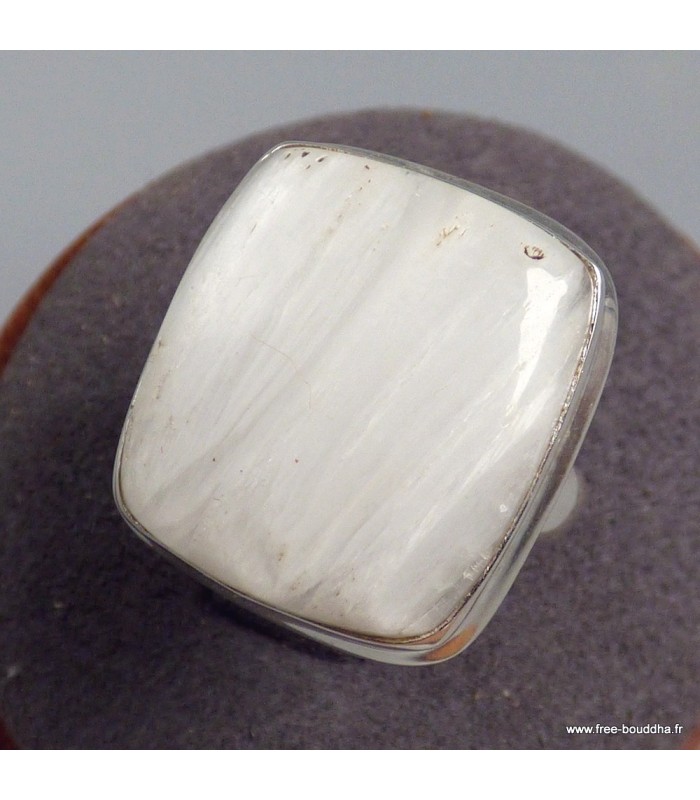 Bague Scolecite authentique en argent 925 taille 52