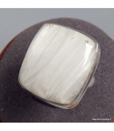 Bague Scolecite authentique en argent 925 taille 52