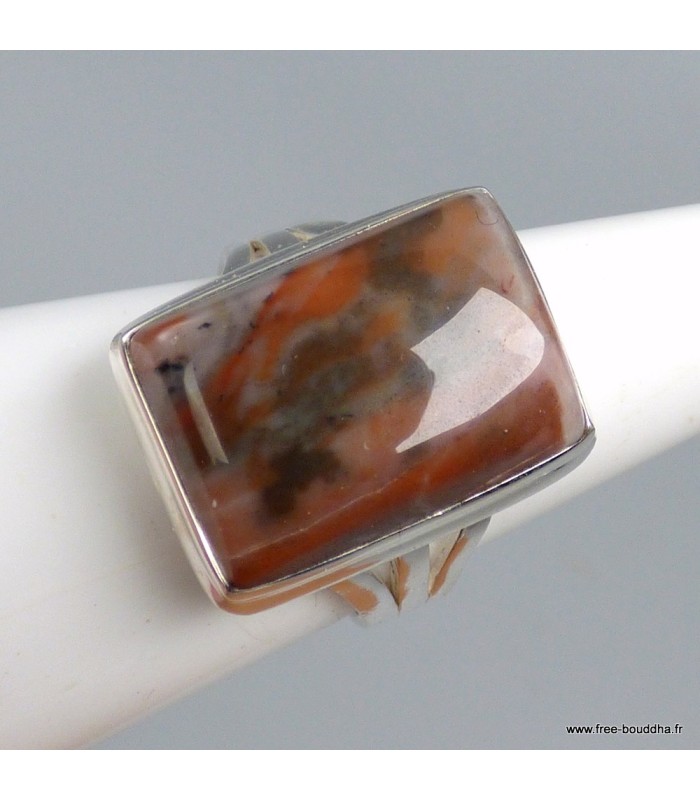 Bague Vogesite naturelle marron vieux rose argent 925 T59