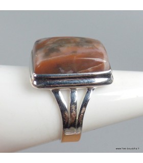 Bague Vogesite naturelle marron vieux rose argent 925 T59