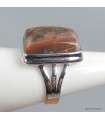 Bague Vogesite naturelle marron vieux rose argent 925 T59