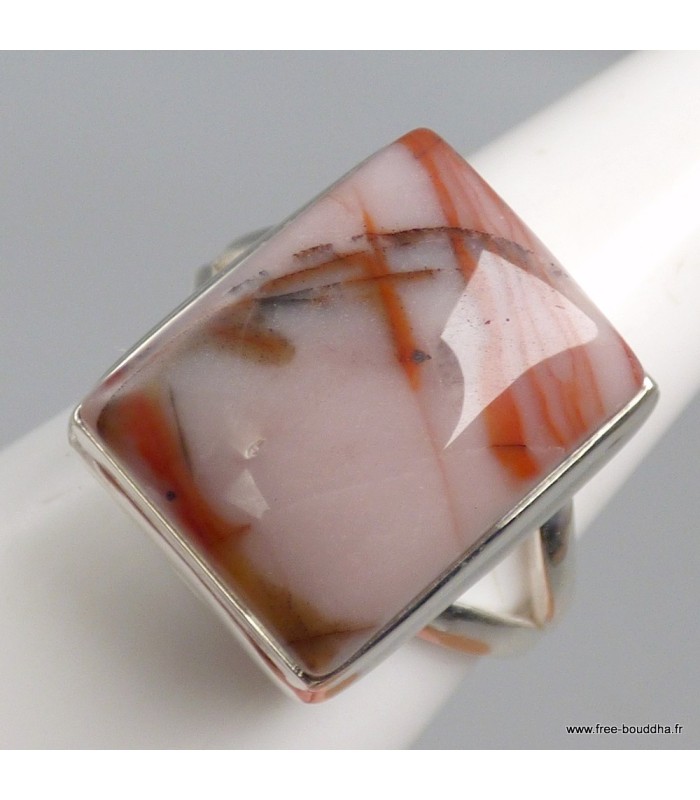 Bague Vogesite naturelle ocre rose argent massif 925 T61