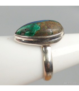 Bague Malachite sur Azurite – Argent 925 taille 59 certifiée