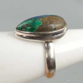 Bague Malachite sur Azurite taille 59 - Bijoux en Malachite