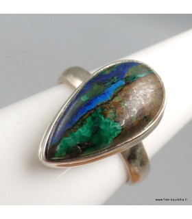 Bague Malachite sur Azurite – Argent 925 taille 59 certifiée