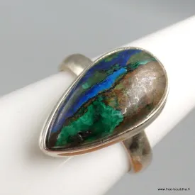 Bague Malachite sur Azurite taille 59 - Bijoux en Malachite