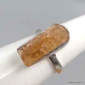 Bague Topaze jaune impériale brute asymétrique taille 55 56 - Bagues pierres naturelles