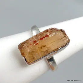 Bijou Bague Topaze jaune impériale brute taille 55 - Bagues pierres naturelles
