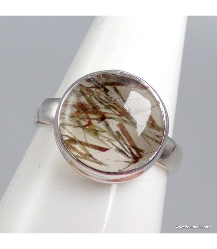 Bague Quartz Rutile véritable en argent 925 taille 59