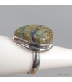 Bague Azurite Boulder authentique forme goutte argent 925 55