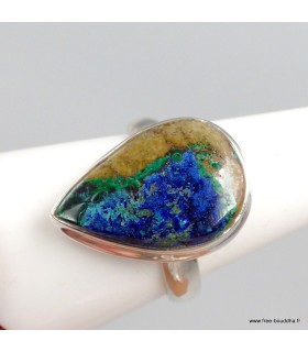 Bague Azurite Boulder naturelle goutte argent 925 taille 61