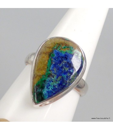 Bague Azurite Boulder naturelle goutte argent 925 taille 61
