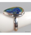 Bague Azurite Boulder naturelle goutte argent 925 taille 61