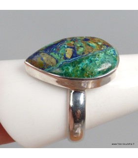Bague Azurite Boulder naturelle goutte argent 925 taille 63