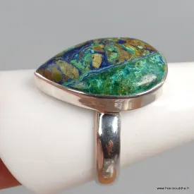 Bague argent Azurite Boulder Taille 63 - Bijoux en Azurite