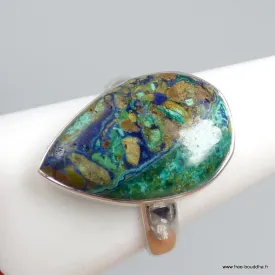 Bague argent Azurite Boulder Taille 63 - Bijoux en Azurite