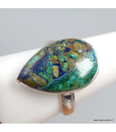 Bague Azurite Boulder naturelle goutte argent 925 taille 63